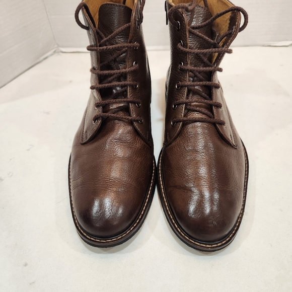 VTG Saks Fifth Avenue Side Zip Leather Ankle Boots Mens 9 M Brown Made In Brazil - Picture 2 of 9